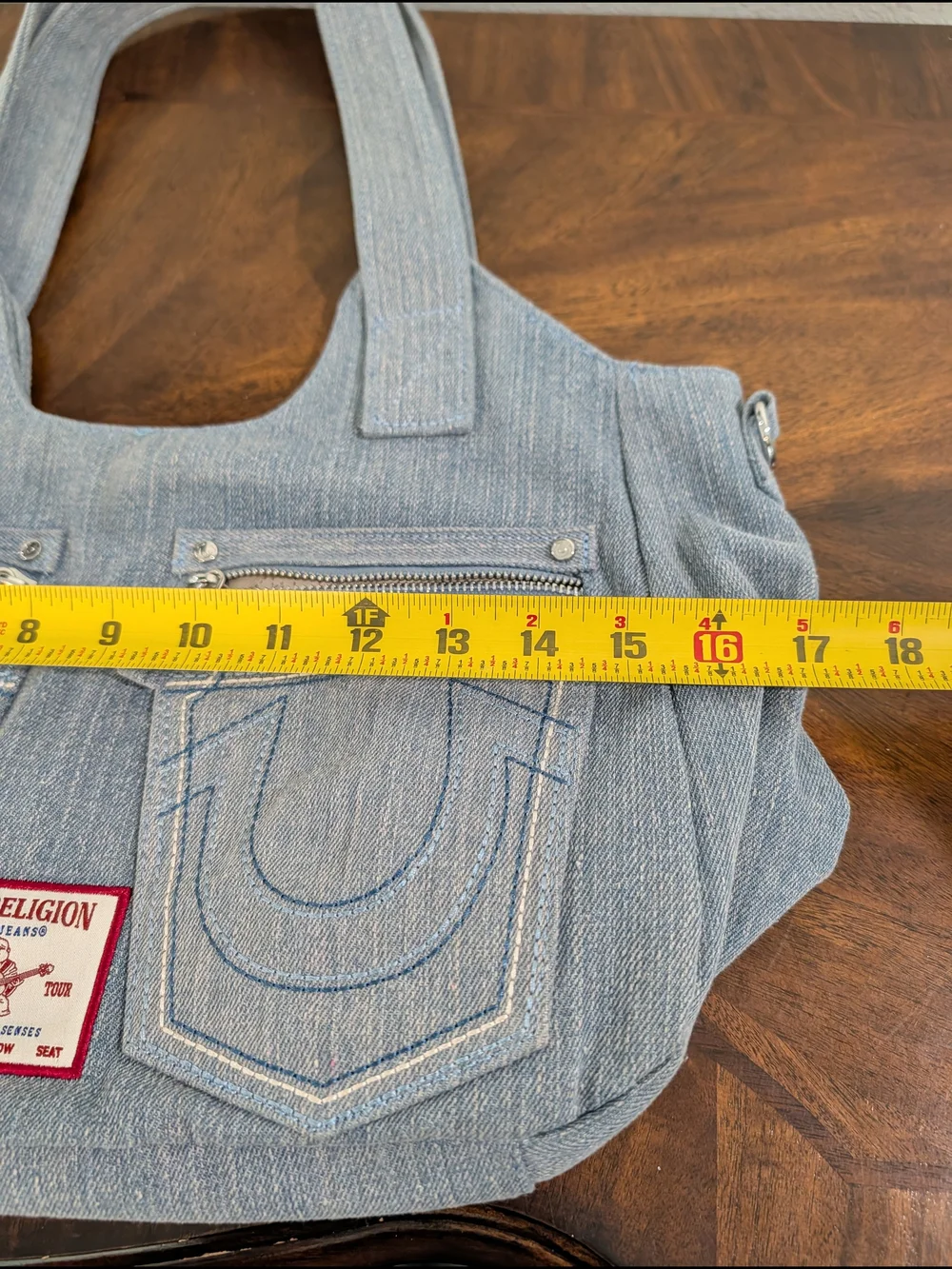 True Religion Denim Look Large Tote Bag Boho Patchwork Y2k